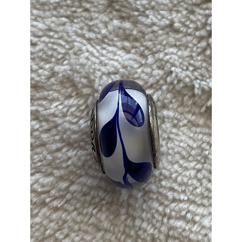retired Pandora Blue Swirl Murano Glass charm ALE 925 Sterling Silver